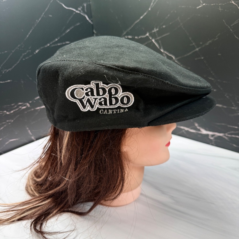 Cabo Wabo Cantina Black Cotton Flat Cap Newsboy Hat Sammy Hagar Nissin Size 58
